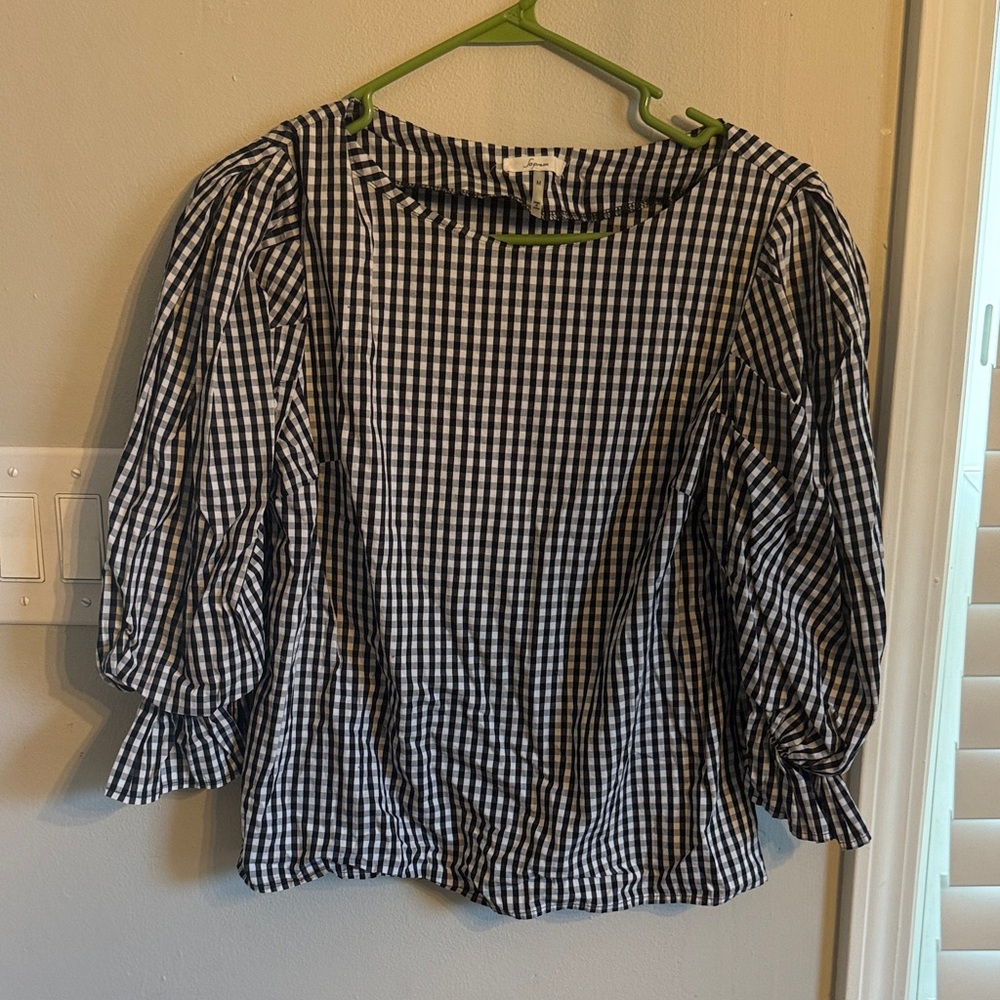 Soprano Black and White Checkered Blouse